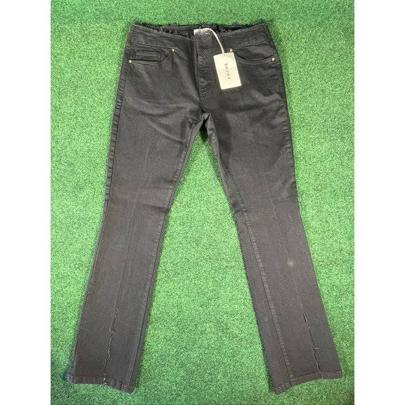 Frame Black Cut Off Waist Mini Boot Slit in Film Noir Jeans Womens Sz 30 - Picture 2 of 12